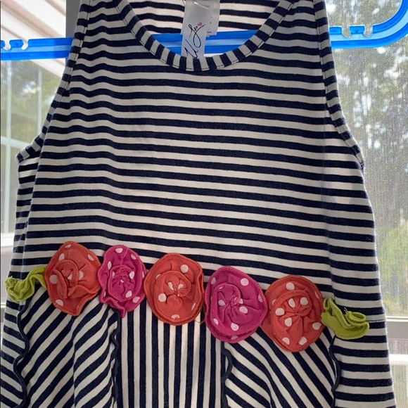 Navy/white striped girls tank dress - Picture 2 of 4